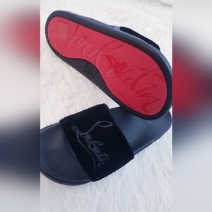 Christian Louboutin Black and Red Slippers